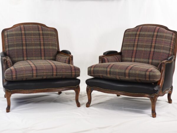 Ralph Lauren Wool and Leather on Vintage Accent Chairs Set